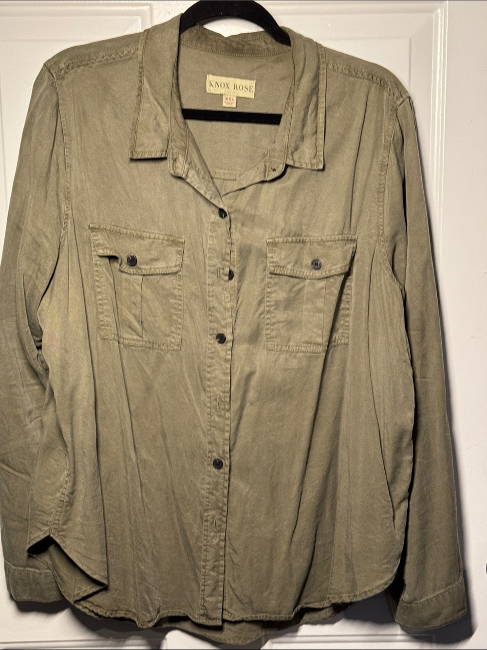 Knox Rose Olive Green Utility Button-Front Shirt